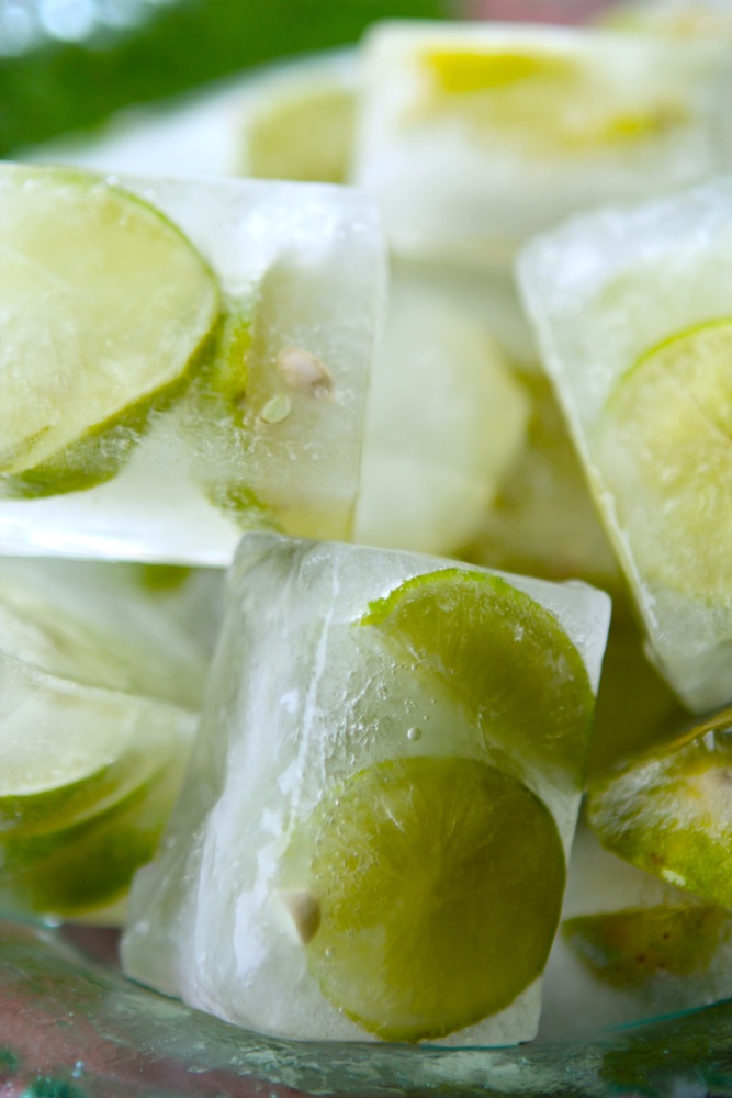 Key lime ice cubes with bonus pits included.