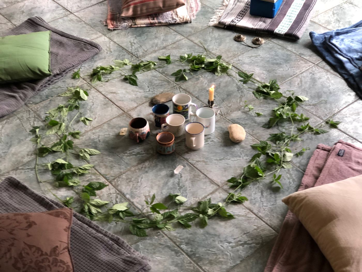 An indoor setting for an herbal tea ceremony.