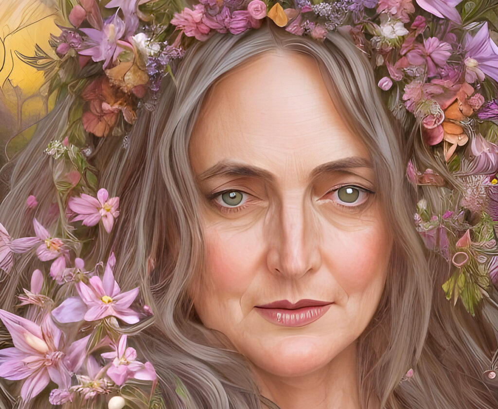 The risks of using AI in herbalism. An AI-generated image of Juliet Blankespoor.