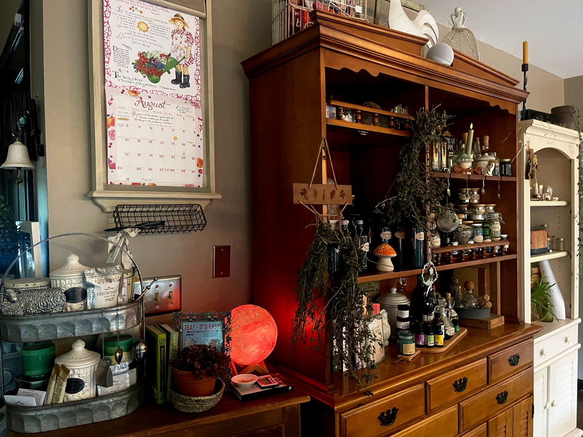 A well stocked apothecary of a Chestnut School of Herbal Medicine student.