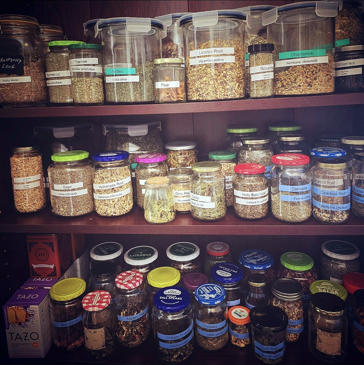Recycle jars to save money when starting your own herbal apothecary.