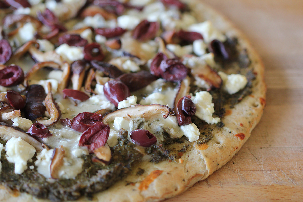 Wild Greens Pesto Pizza